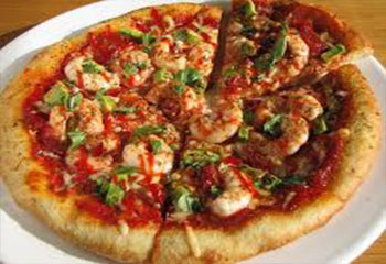 Prawns pizza